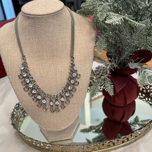 Elegant Silver Necklace Hearts and Crystals!
